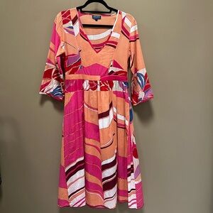 ANTIK BATIK by Christophe Sauvat V-neck graphic midi dress. Size small
